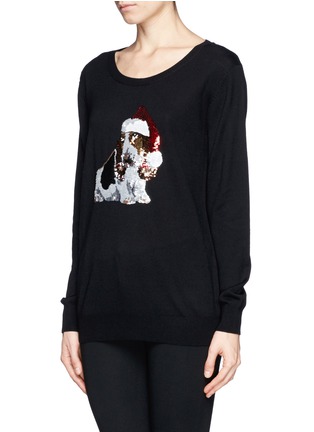 Front View - Click To Enlarge - MARKUS LUPFER - Natalie sequin basset hound Christmas sweater