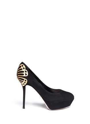 Main View - Click To Enlarge - SERGIO ROSSI - Butterfly heel suede platform pumps