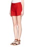 Front View - Click To Enlarge - VALENTINO GARAVANI - Crepe pleat front shorts