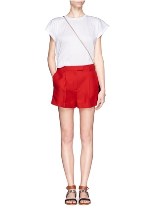 Figure View - Click To Enlarge - VALENTINO GARAVANI - Crepe pleat front shorts