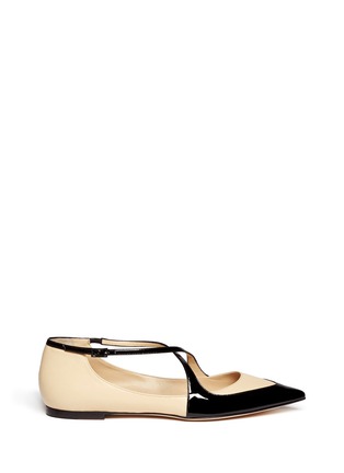 Main View - Click To Enlarge - JIMMY CHOO - 'Gamble' cross strap leather flats