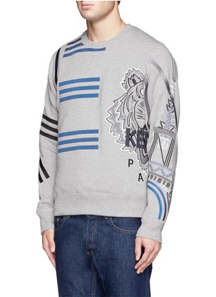 Front View - Click To Enlarge - KENZO - Stripe tiger embroidery Eiffel Tower sweatshirt