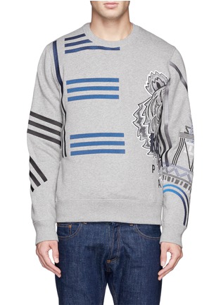 Main View - Click To Enlarge - KENZO - Stripe tiger embroidery Eiffel Tower sweatshirt