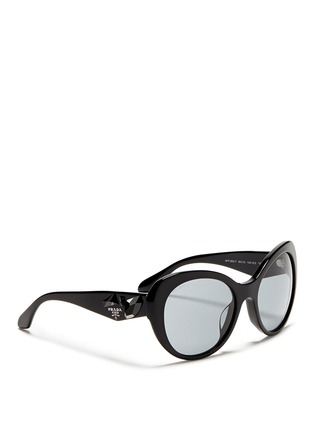 Figure View - Click To Enlarge - PRADA - Crystal temple oval sunglasses