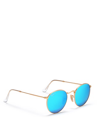 Figure View - Click To Enlarge - RAY-BAN - Round metal mirror sunglasses