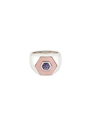 Main View - Click To Enlarge - TASAKI - Iolite mother-of-pearl silver signet ring