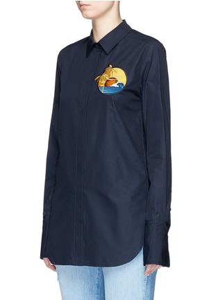 Front View - Click To Enlarge - STELLA MCCARTNEY - Sunset embroidered patch poplin shirt