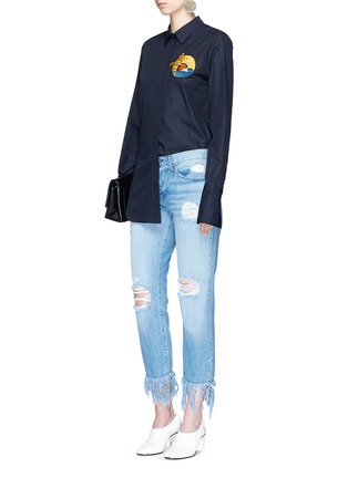 Figure View - Click To Enlarge - STELLA MCCARTNEY - Sunset embroidered patch poplin shirt