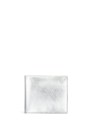 Main View - Click To Enlarge - MAISON MARGIELA - Contrast stitch metallic leather card holder
