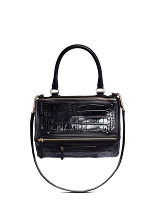 Main View - Click To Enlarge - GIVENCHY - 'Pandora' medium croc embossed panel leather bag