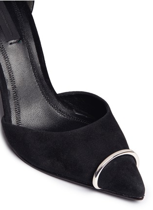 Detail View - Click To Enlarge - ALEXANDER WANG - 'Kim' metal ring d'Orsay suede pumps