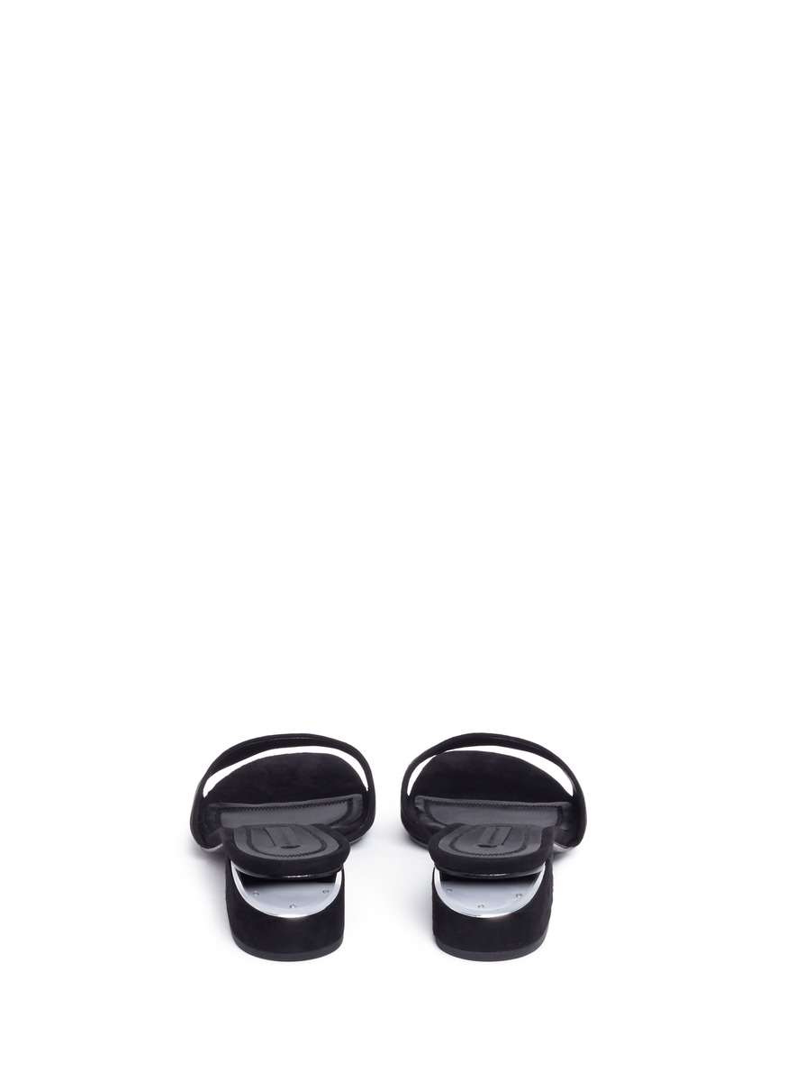 ALEXANDER WANG 'Lou' Cutout Heel Suede Slide Sandals in Black | ModeSens