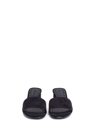 Front View - Click To Enlarge - ALEXANDER WANG - 'Lou' cutout heel suede slide sandals