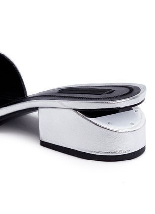 Detail View - Click To Enlarge - ALEXANDER WANG - 'Lou' cutout heel metallic leather slide sandals