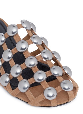 Detail View - Click To Enlarge - ALEXANDER WANG - 'Amelia' ball stud caged suede slide sandals