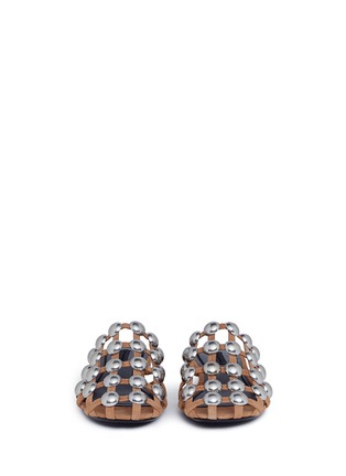 Front View - Click To Enlarge - ALEXANDER WANG - 'Amelia' ball stud caged suede slide sandals