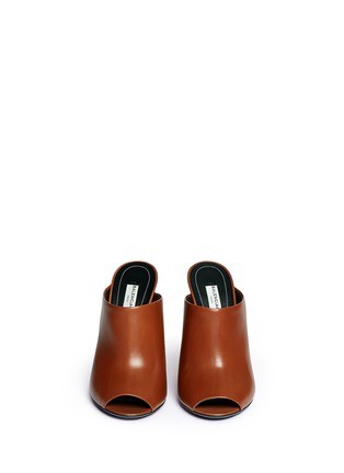 Front View - Click To Enlarge - BALENCIAGA - 'Bistrot' braided heel peep toe leather mules