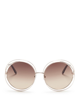 Main View - Click To Enlarge - CHLOÉ - 'Carlina' overlap wire rim oversized round sunglasses