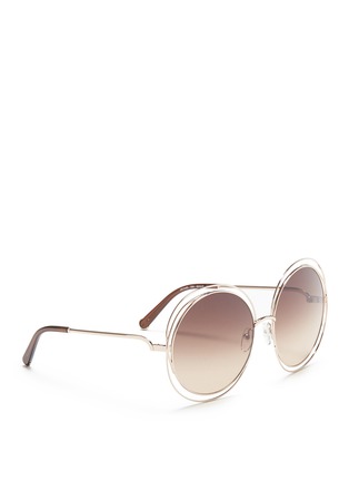 Figure View - Click To Enlarge - CHLOÉ - 'Carlina' overlap wire rim oversized round sunglasses