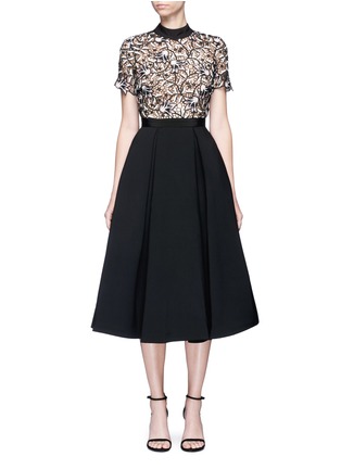 Main View - Click To Enlarge - SELF-PORTRAIT - 'Nightshade' floral guipure lace crepe dress