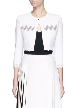 Main View - Click To Enlarge - ALAÏA - 'Zigzag Filet' net cropped cardigan