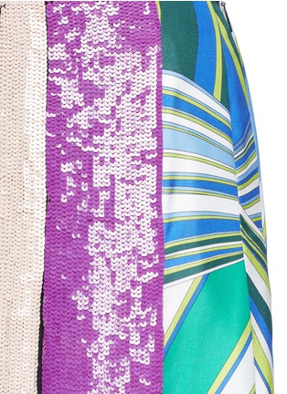 Detail View - Click To Enlarge - EMILIO PUCCI - 'Vortici' mixed print sequin silk pleated skirt