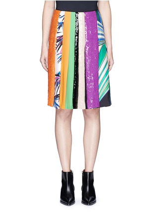 Main View - Click To Enlarge - EMILIO PUCCI - 'Vortici' mixed print sequin silk pleated skirt