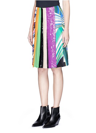 Figure View - Click To Enlarge - EMILIO PUCCI - 'Vortici' mixed print sequin silk pleated skirt