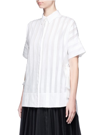 Front View - Click To Enlarge - EMILIO PUCCI - Fil coupé stripe cotton-silk shirt