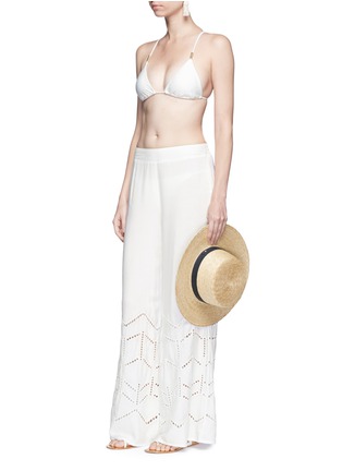 Figure View - Click To Enlarge - VIX - 'Ninfa' cutwork embroidery beach pants