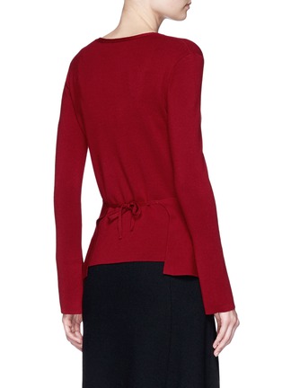 Back View - Click To Enlarge - MO&CO. EDITION 10 - Crossover wrap front wool blend sweater