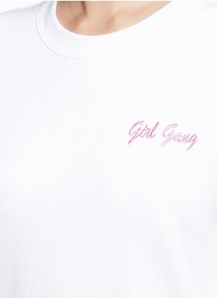 Detail View - Click To Enlarge - DOUBLE TROUBLE - 'Girl Gang' embroidered fleece sweatshirt