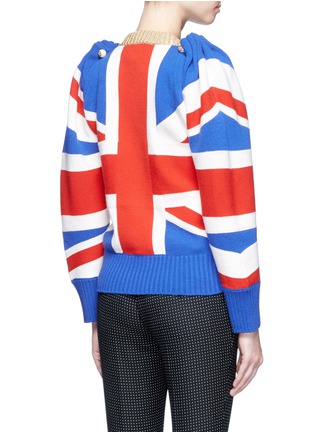 Back View - Click To Enlarge - GUCCI - GG pearl pin jewelled Union Jack wool sweater