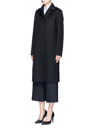 Front View - Click To Enlarge - VALENTINO GARAVANI - Knit collar trim virgin wool-cashmere coat