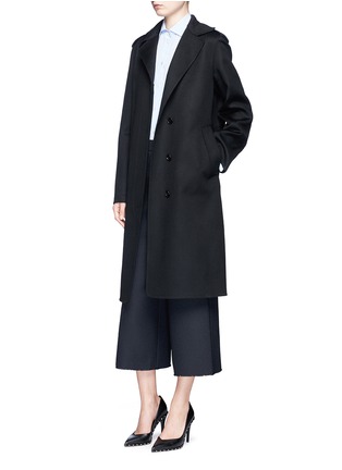 Figure View - Click To Enlarge - VALENTINO GARAVANI - Knit collar trim virgin wool-cashmere coat