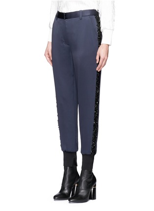Front View - Click To Enlarge - 3.1 PHILLIP LIM - Sequin trim satin twill jogging pants