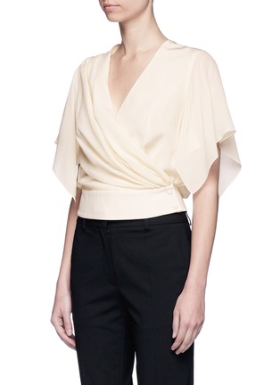 Front View - Click To Enlarge - LANVIN - Button wrap crepe top