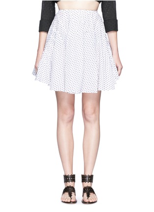 Main View - Click To Enlarge - ALAÏA - 'Plumetis Brode' stitched dot flared skirt