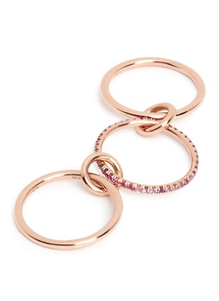 Detail View - Click To Enlarge - SPINELLI KILCOLLIN - 'Sonny Pink' sapphire 18k rose gold three link ring