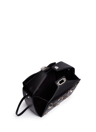 Detail View - Click To Enlarge - ALEXANDER MCQUEEN - 'The Box Bag' in leather with jewelled Obsession charms