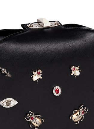 Detail View - Click To Enlarge - ALEXANDER MCQUEEN - 'The Box Bag' in leather with jewelled Obsession charms
