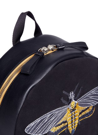  - ALEXANDER MCQUEEN - Skull moth embroidery panelled suede backpack