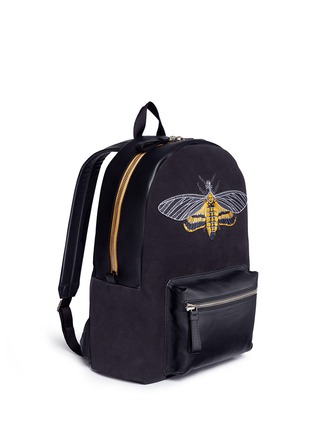 Figure View - Click To Enlarge - ALEXANDER MCQUEEN - Skull moth embroidery panelled suede backpack
