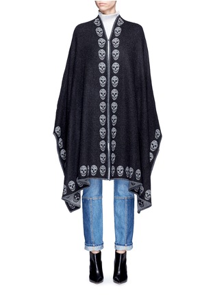Main View - Click To Enlarge - ALEXANDER MCQUEEN - Skull intarsia cashmere knit cape