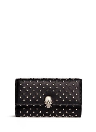 Main View - Click To Enlarge - ALEXANDER MCQUEEN - Skull charm stud leather French wallet