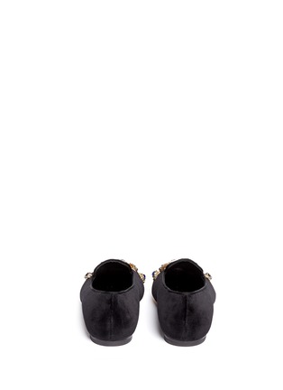 Back View - Click To Enlarge - ALEXANDER MCQUEEN - Lip embroidery jewelled velvet flats