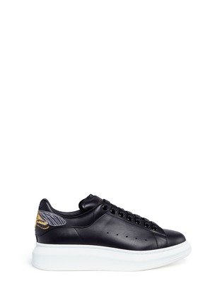 Main View - Click To Enlarge - ALEXANDER MCQUEEN - 'Larry' skull moth embroidered platform leather sneakers