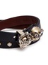 Detail View - Click To Enlarge - ALEXANDER MCQUEEN - 'King and Queen' skull double wrap leather bracelet