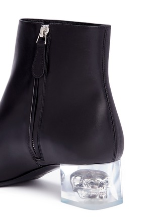Detail View - Click To Enlarge - ALEXANDER MCQUEEN - Floating skull heel leather ankle boots