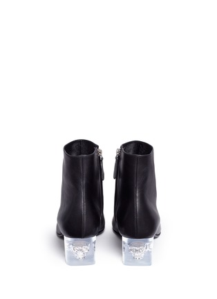 Back View - Click To Enlarge - ALEXANDER MCQUEEN - Floating skull heel leather ankle boots
